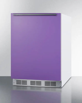 Purple Summit BRF611WHP 24" Wide Refrigerator-Freezer with stainless steel base on a white background