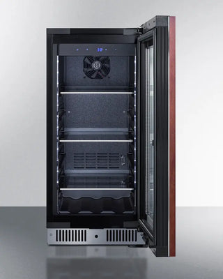 Summit CL156BV1PNR 15" Wide Built-In Beverage Center with open door on a white background