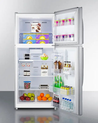 Open Summit CTR21PL 30" Wide Top Freezer Refrigerator with various food items on a white background