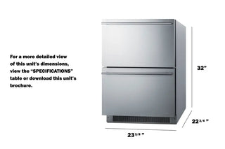 Summit ADFD2D24 24" Wide 2-Drawer All-Freezer, ADA Compliant Adjustable Height, 3.54 cu.ft.