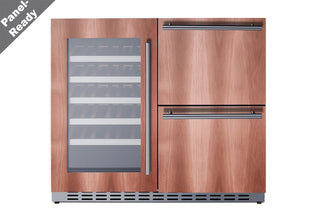 Summit ADRWC36PNR 36`` Wide Combination Drink Cellar and 2-Drawer Refrigerator, ADA Compliant, (Panel Not Included)