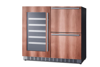 Summit ADRWC36PNR 36`` Wide Combination Drink Cellar and 2-Drawer Refrigerator, ADA Compliant, (Panel Not Included)