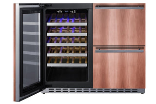 Summit ADRWC36PNR 36`` Wide Combination Drink Cellar and 2-Drawer Refrigerator, ADA Compliant, (Panel Not Included)