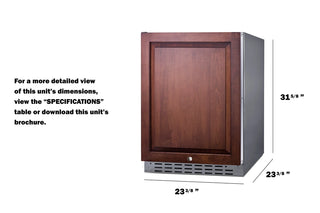 Summit AL55OSCSSIFLHD 24`` Built-In Panel-Ready Outdoor Refrigerator, ADA Compliant, 4.2 cu.ft. (LHD)