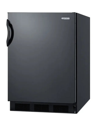 Summit AL752BK 24`` Wide ADA Compliant All-Refrigerator, 5.3 cu.ft., Automatic Defrost, Black