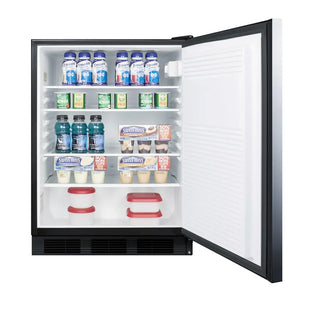 Summit AL752BKSSHH 24" Wide ADA Compliant All-Refrigerator, 5.3 cu.ft., Black Cabinet
