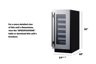 Summit ASDW1522 dimension drawing showing height, width and depth