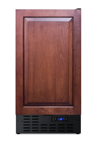 Summit BIM18IF 18-inch built-in drain-free icemaker panel-ready front view on a white background