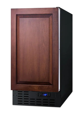 Summit BIM18IF 18-inch built-in drain-free icemaker panel-ready side view on a white background