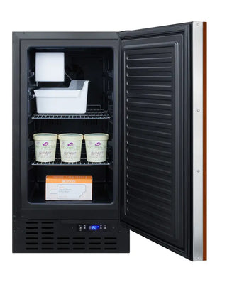 Summit BIM18IFADA 18-inch ADA-compliant built-in drain-free icemaker panel-ready detail view on a white background
