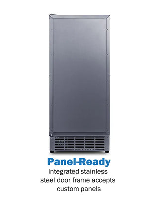Summit BIM44GCSSIF 15-inch built-in clear icemaker panel-ready stainless steel detail view on a white background