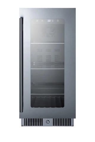Summit CL156BV 15" Wide Built-In Beverage Center with Glass Door and Stainless Steel Trim, 2.8 cu.ft.