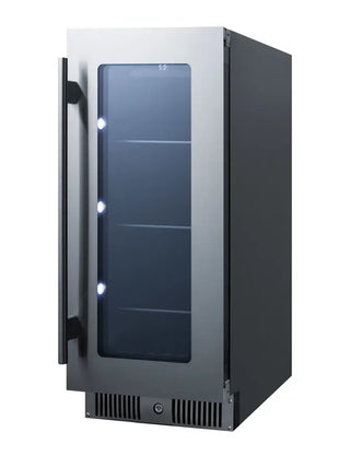Summit CL156BV 15" Wide Built-In Beverage Center with Glass Door and Stainless Steel Trim, 2.8 cu.ft.