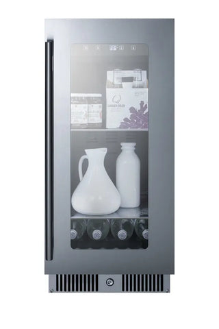 Summit CL156BV 15" Wide Built-In Beverage Center with Glass Door and Stainless Steel Trim, 2.8 cu.ft.
