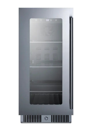 Summit CL156BVLHD 15" Wide Built-In Beverage Center with Glass Door, Stainless Steel Trim, Left Hand Swing, 2.8 cu.ft.