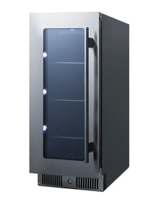 Summit CL156BVLHD 15" Wide Built-In Beverage Center with Glass Door, Stainless Steel Trim, Left Hand Swing, 2.8 cu.ft.