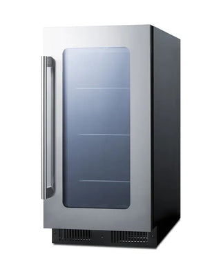Summit CL181WBV 18" Wide Built-In Beverage Center with Glass Door and Stainless Steel Trim, 3.2 cu.ft.Stainless steel refrigerator