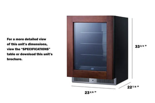 Summit CL24BV1PNRLHD 24" Wide Built-In Panel-Ready Beverage Center, 4.73 cu.ft. (Panel Not Included)