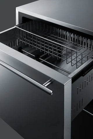 Summit CL2F249 24" Wide Built-In 2-Drawer All-Freezer with Panel-Ready Fronts and Stainless Steel Construction, 4.26 cu.ft.