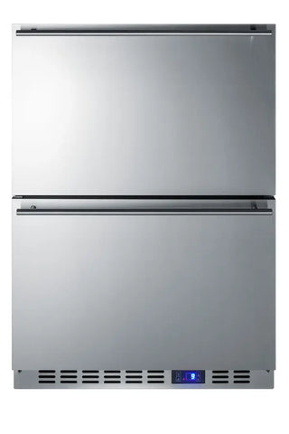Summit CL2R248 24" Wide Built-In 2-Drawer All-Refrigerator with Panel-Ready Stainless Steel Drawers, 4.26 cu.ft.