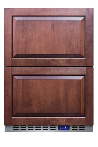 Summit CL2R248 24" Wide Built-In 2-Drawer All-Refrigerator with Panel-Ready Stainless Steel Drawers, 4.26 cu.ft.