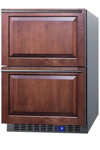 Summit CL2R248 24" Wide Built-In 2-Drawer All-Refrigerator with Panel-Ready Stainless Steel Drawers, 4.26 cu.ft.