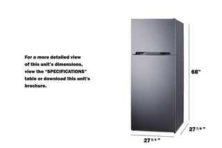 Summit CTR15SSIM 28" Wide Top-Mount Refrigerator-Freezer with Icemaker, 14.3 cu.ft.