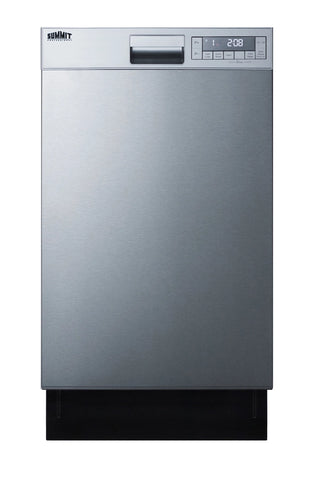 Summit DW18SS4 18" Built-In Front Control Dishwasher, Stainless Steel