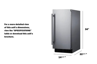 Summit FF1532BCSS 15" Wide Built-In All-Refrigerator, Frost-Free, Stainless Steel, 3.0 cu.ft.