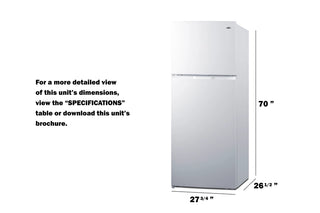 Summit FF160WLHD 28" Wide Top Mount Refrigerator-Freezer Left Hand Door, White 14.8 cu.ft.