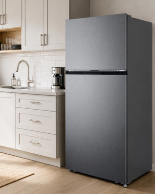 Summit FF161PL 28" Wide Top Mount Refrigerator-Freezer, Stainless Steel Look