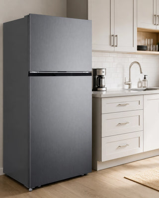 Summit FF161PLLHD 28" Wide Top Mount Refrigerator-Freezer Left Hand Door, Stainless Steel, 14.8 cu. ft.
