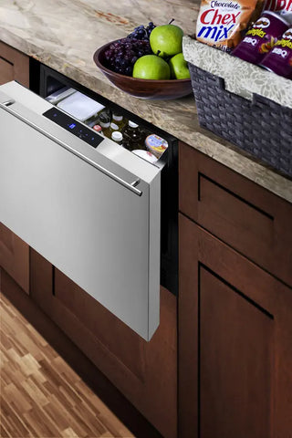 Summit FF1DSS 21.5" Wide Built-In Drawer Refrigerator, 1.6 cu.ft. (Panel-Ready Drawer Front), Frost-Free, Indoor/Outdoor