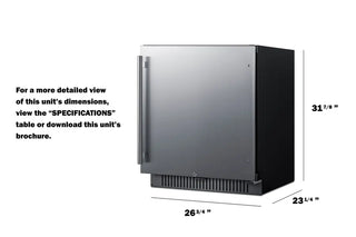 Summit FF27BSSADA 27" Wide Built-In All-Refrigerator, ADA Compliant, 4.98 cu.ft. with Stainless Steel Door