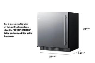 Summit FF27BSSADALHD 27" Wide Built-In All-Refrigerator, ADA Compliant, Left Hand Door Swing, 4.98 cu.ft. 