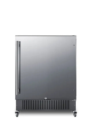Summit FF27BSSCAS 27" Wide Mobile All-Refrigerator, 4.98 cu.ft. with Stainless Steel Door, Commercial Casters