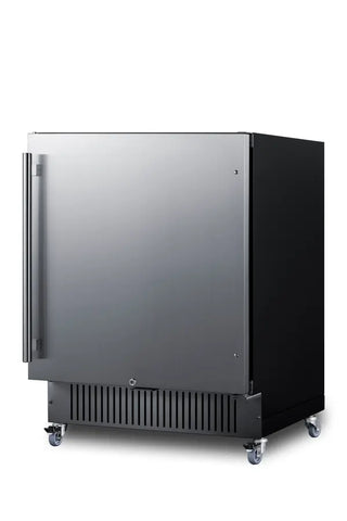 Summit FF27BSSCAS 27" Wide Mobile All-Refrigerator, 4.98 cu.ft. with Stainless Steel Door, Commercial Casters