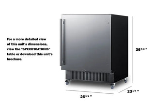 Summit FF27BSSCAS 27" Wide Mobile All-Refrigerator, 4.98 cu.ft. with Stainless Steel Door, Commercial Casters