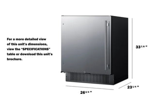 Summit FF27BSSLHD 27" Wide Built-In All-Refrigerator, Left Hand Door Swing, 4.98 cu.ft. with Stainless Steel Door