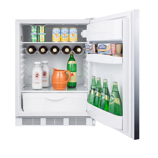 Summit FF61WSSHHADA 24" Wide ADA Compliant All-Refrigerator, Stainless Steel-White 5.8 cu.ft.