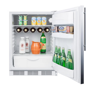 Summit FF61WSSHVADA 24" Wide ADA Compliant All-Refrigerator, Stainless Steel-White 5.8 cu.ft.