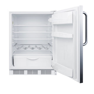 Summit FF61WSSTBADA 24" Wide ADA Compliant All-Refrigerator, Stainless Steel-White 5.8 cu.ft.