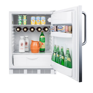 Summit FF61WSSTBADA 24" Wide ADA Compliant All-Refrigerator, Stainless Steel-White 5.8 cu.ft.