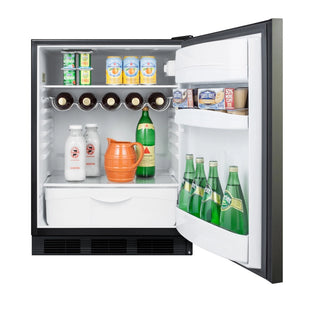 Summit FF63BKBIKSHHADA 24" Wide Built-In All-Refrigerator ADA Compliant, Black Stainless Steel, 5.5 cu.ft.