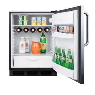 Summit FF63BKSSTBADA 24" Wide All-Refrigerator ADA Compliant, Stainless Steel-Black, 5.8 cu.ft. 