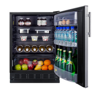 Summit FF6BK2SSRS 24" Wide All-Refrigerator with Adjustable Height and Stainless Steel Door, 5.8 cu.ft.