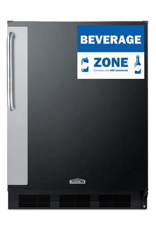Summit FF6BK7BZ 24" Wide All-Refrigerator, Commercial, NSF-7 Approved with Stainless Steel Towel Bar Handle, 5.5 cu.ft.