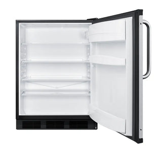 Summit FF6BK7BZ 24" Wide All-Refrigerator, Commercial, NSF-7 Approved with Stainless Steel Towel Bar Handle, 5.5 cu.ft.