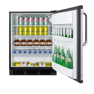 Summit FF6BK7BZ 24" Wide All-Refrigerator, Commercial, NSF-7 Approved with Stainless Steel Towel Bar Handle, 5.5 cu.ft.