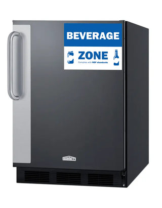 Summit FF6BK7BZADA 24" Wide ADA Height All-Refrigerator NSF-7 Approved with Stainless Steel Towel Bar Handle, 5.5 cu.ft.